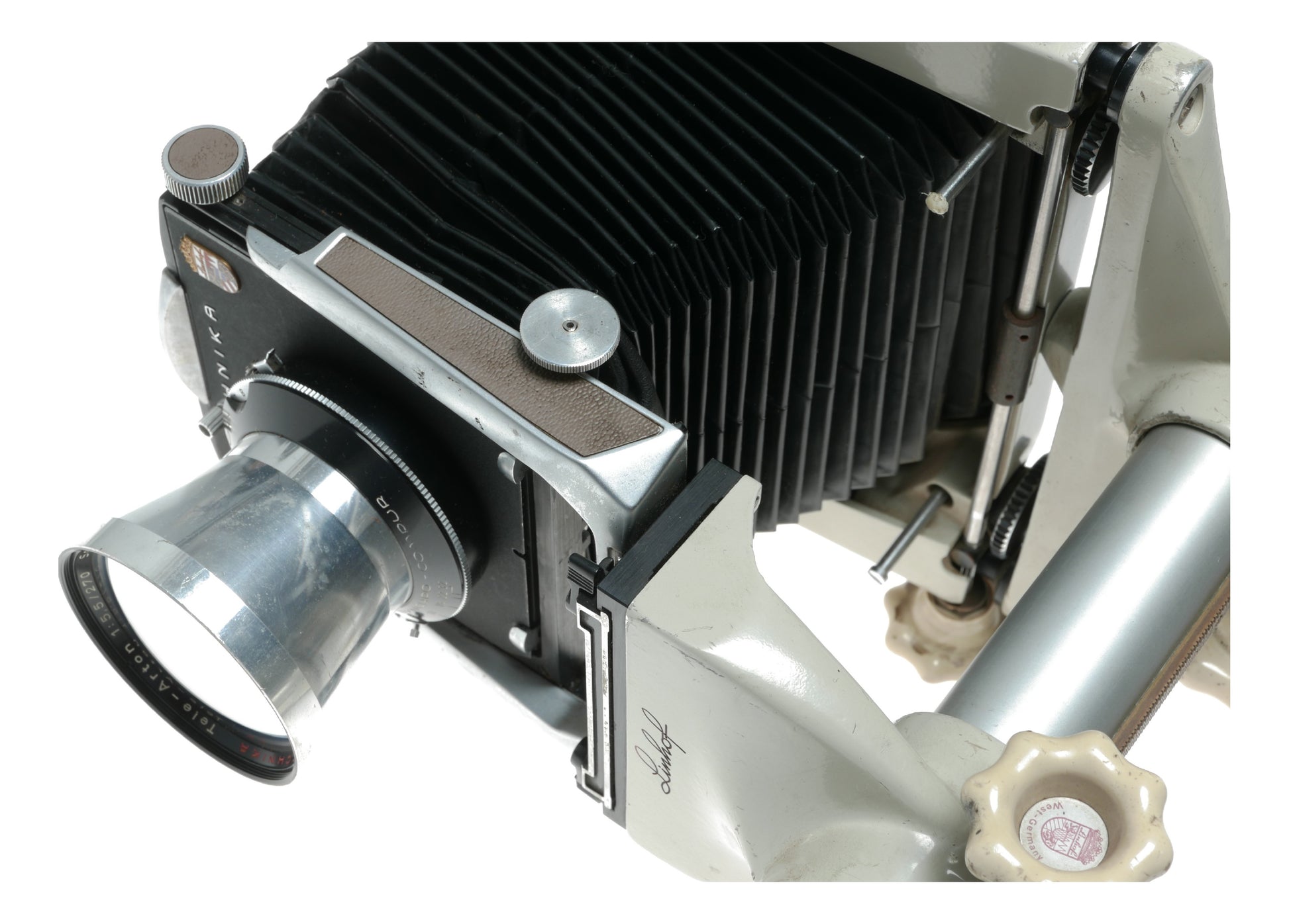 Linhof Technika IV Vintage Large Format Camera with Schneider-Kreuznach Tele-Arton 270mm f/5.5 Lens - View 5