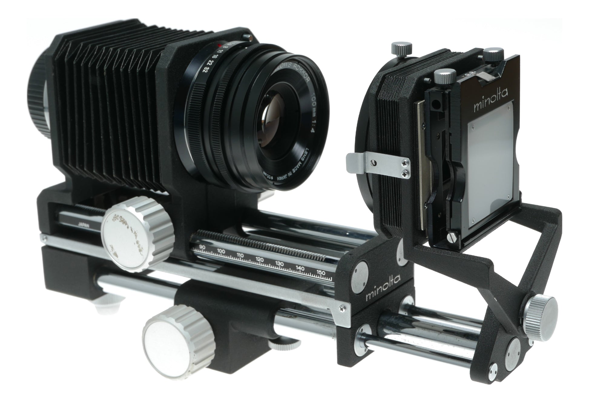 Minolta Auto Bellows Rokkor 100mm f/4 Macro Lens with Clamp for K31 Mount