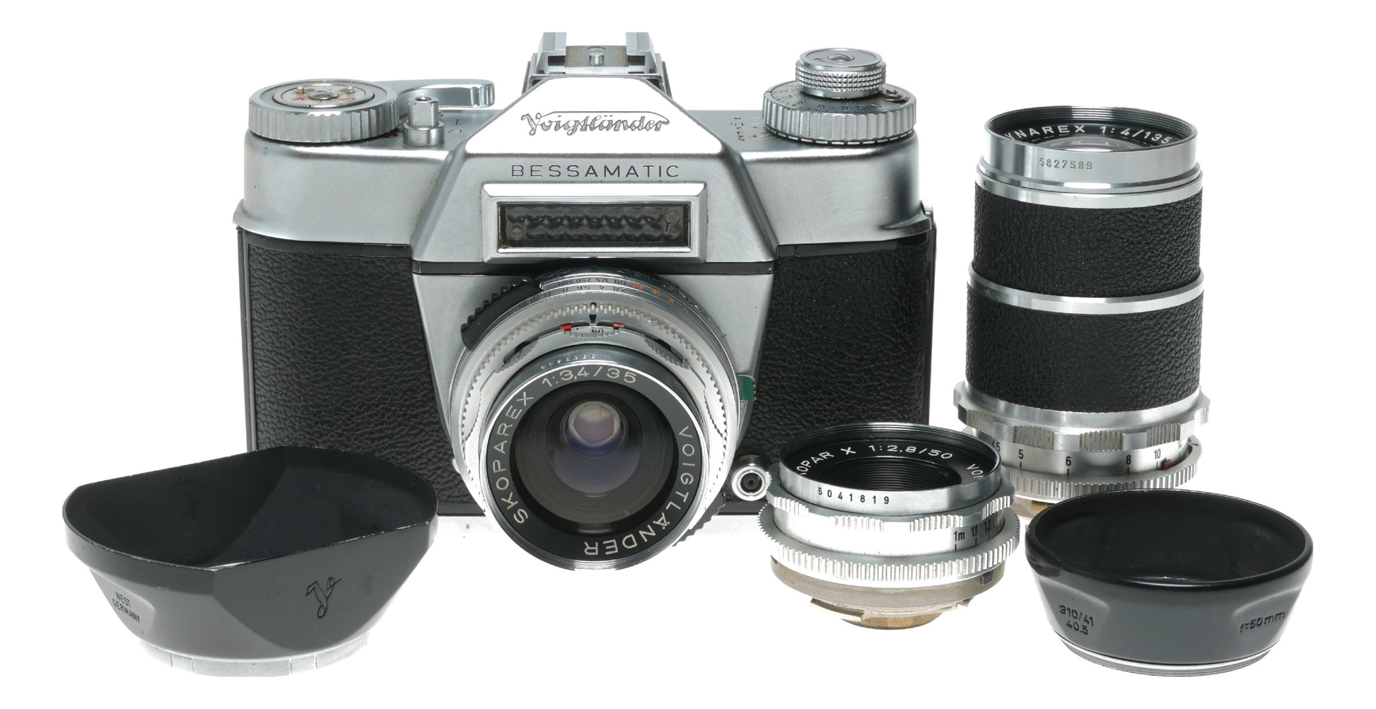 Voigtländer Bessamatic Vintage Film Camera with Skoparex 35mm f/3.4 and 50mm f/2.8 Lenses, Made in West Germany - View 2