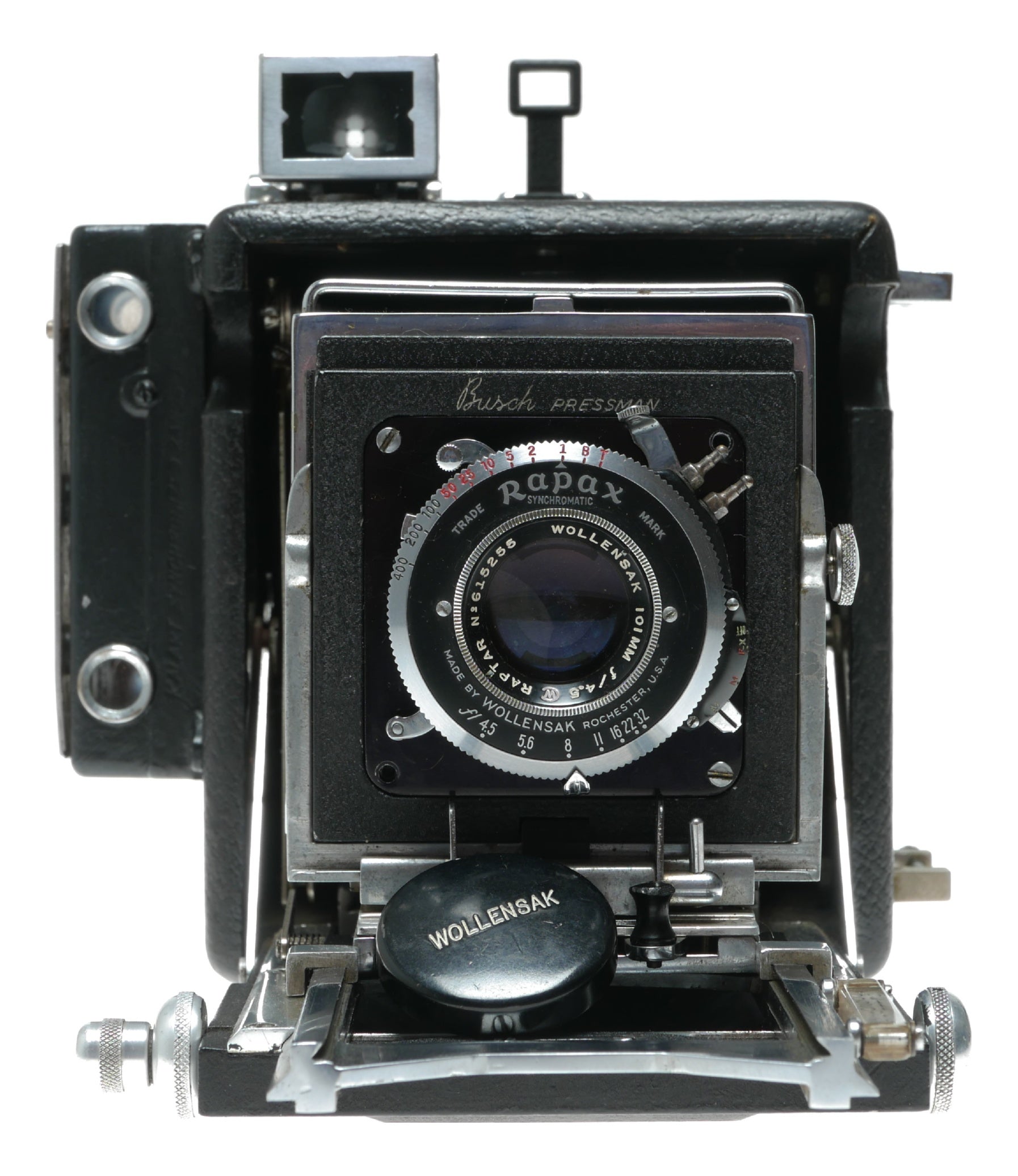 Busch Pressman Model D Vintage Press Camera with Wollensak Rapax Synchromatic Shutter