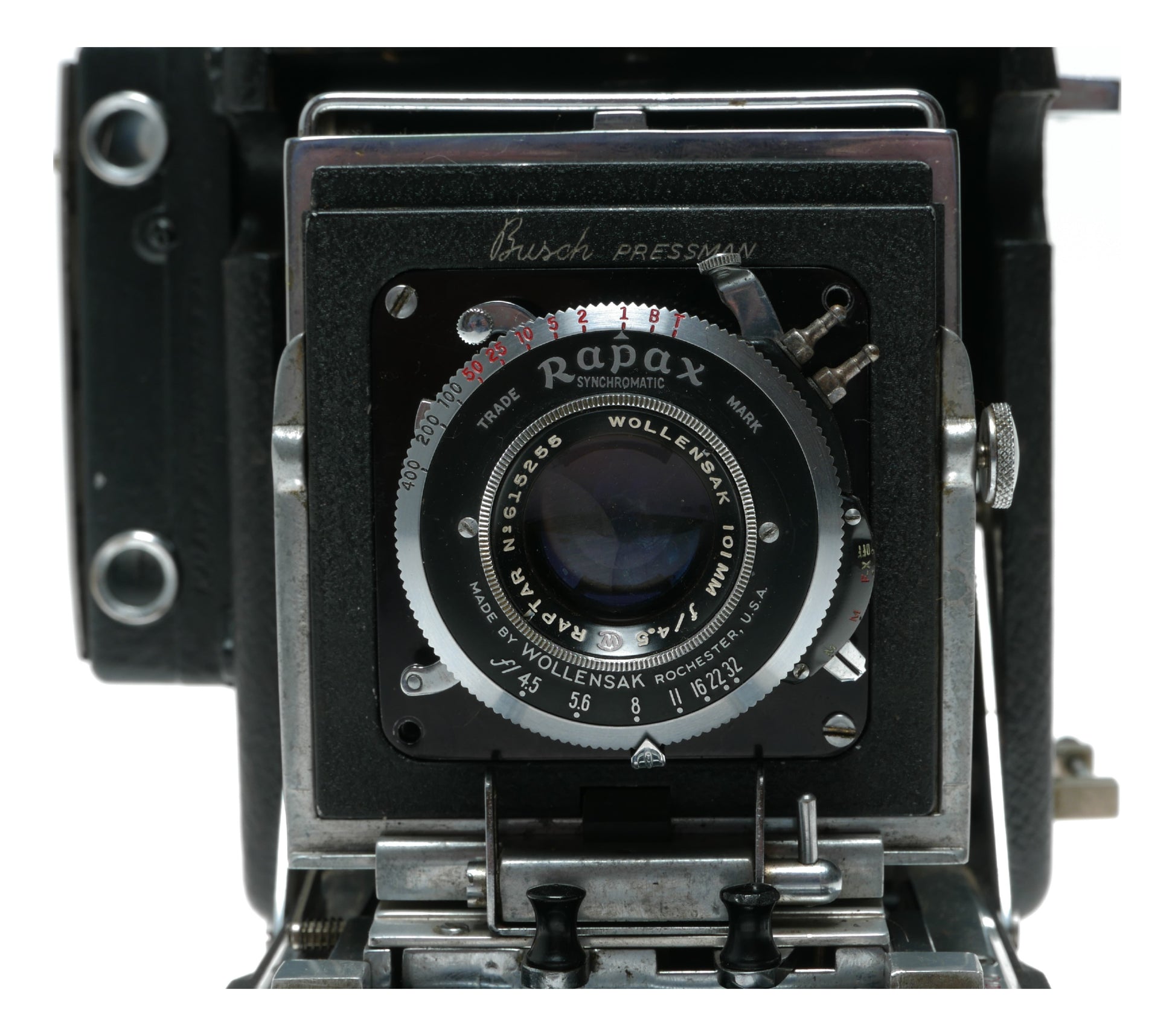 Busch Pressman Model D Vintage Press Camera with Wollensak Rapax Synchromatic Shutter - View 2