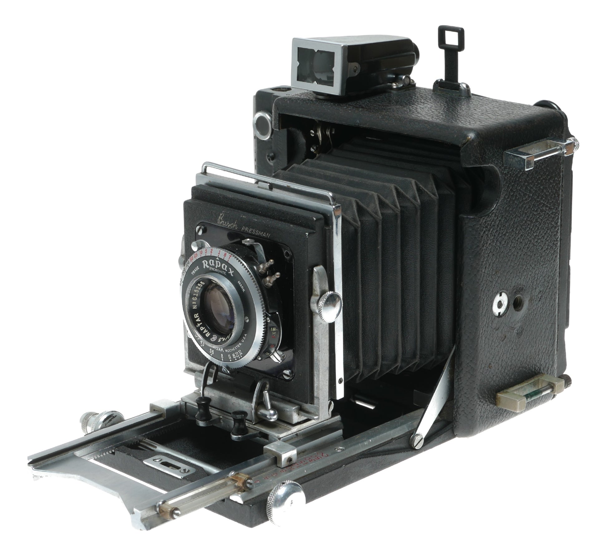 Busch Pressman Model D Vintage Press Camera with Wollensak Rapax Synchromatic Shutter - View 3