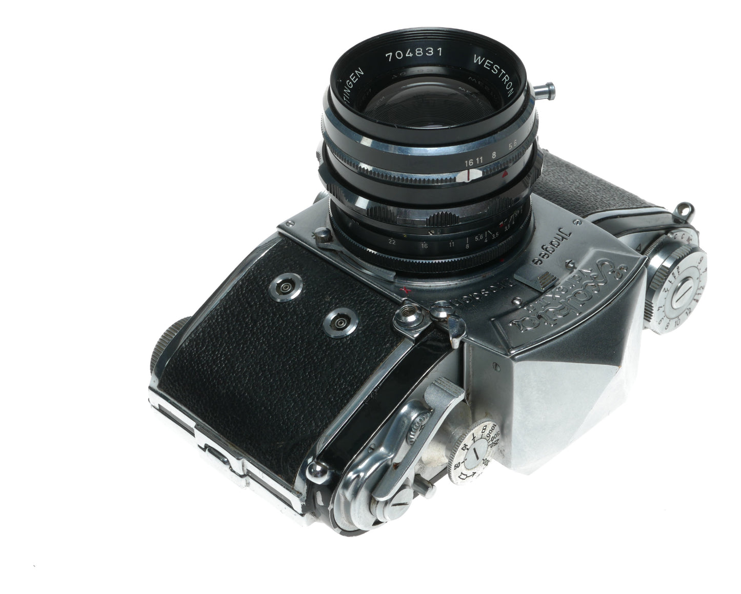 Exakta Varex IIa Vintage SLR Camera with Isco-Gottingen Westron 35mm f/3.5 Lens - View 2