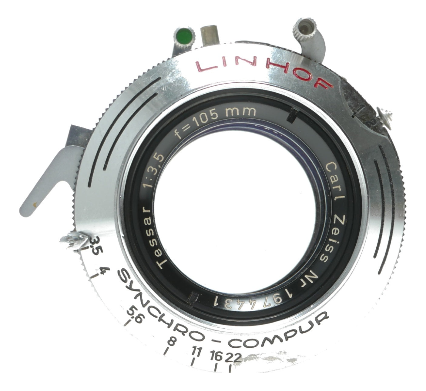 Carl Zeiss Tessar 105mm f/3.5 Vintage Camera Lens for Linhof with Synchro-Compur Shutter - View 10