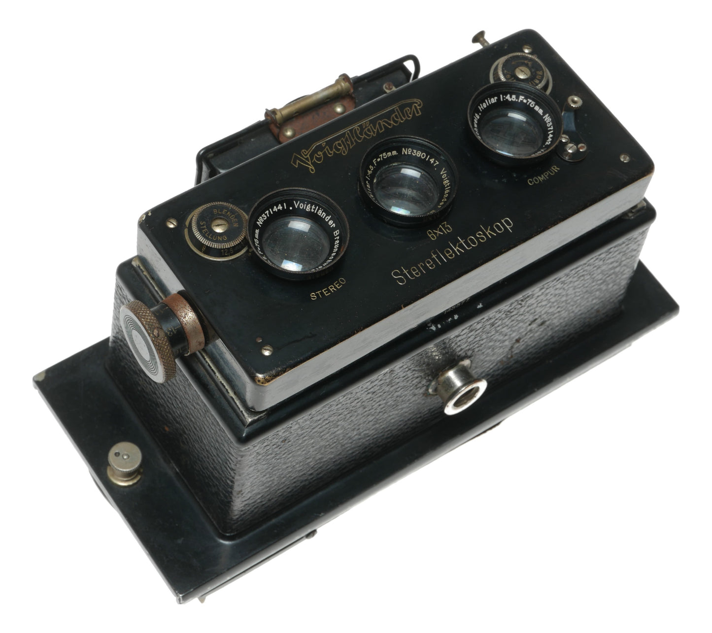 Voigtländer Stereoflektoskop 6x13 Vintage Film Camera with Helioplan 75mm f/4.5 Lens and Compur Shutter - View 7