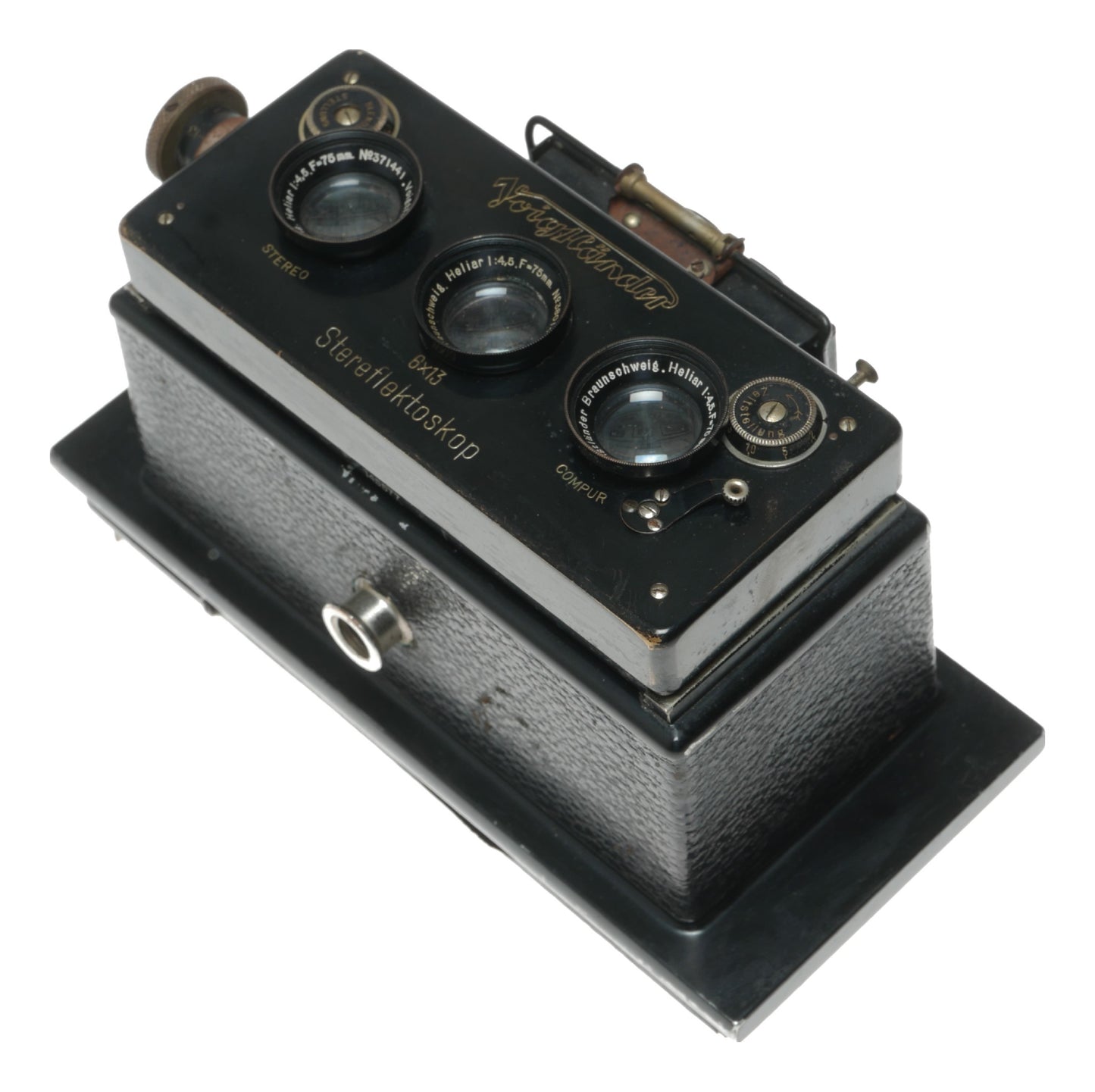 Voigtländer Stereoflektoskop 6x13 Vintage Film Camera with Helioplan 75mm f/4.5 Lens and Compur Shutter - View 8