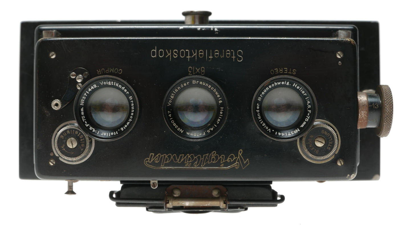 Voigtländer Stereoflektoskop 6x13 Vintage Film Camera with Helioplan 75mm f/4.5 Lens and Compur Shutter - View 11