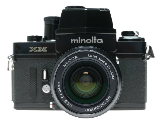 Minolta XM Vintage SLR Film Camera with MD W.Rokkor 24mm f/2.8 Lens