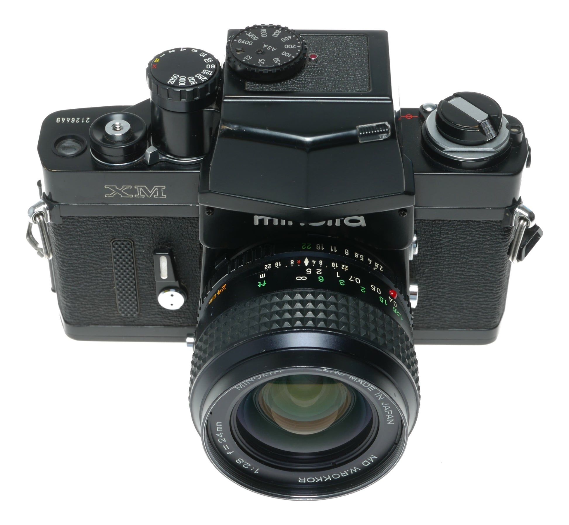 Minolta XM Vintage SLR Film Camera with MD W.Rokkor 24mm f/2.8 Lens - View 3