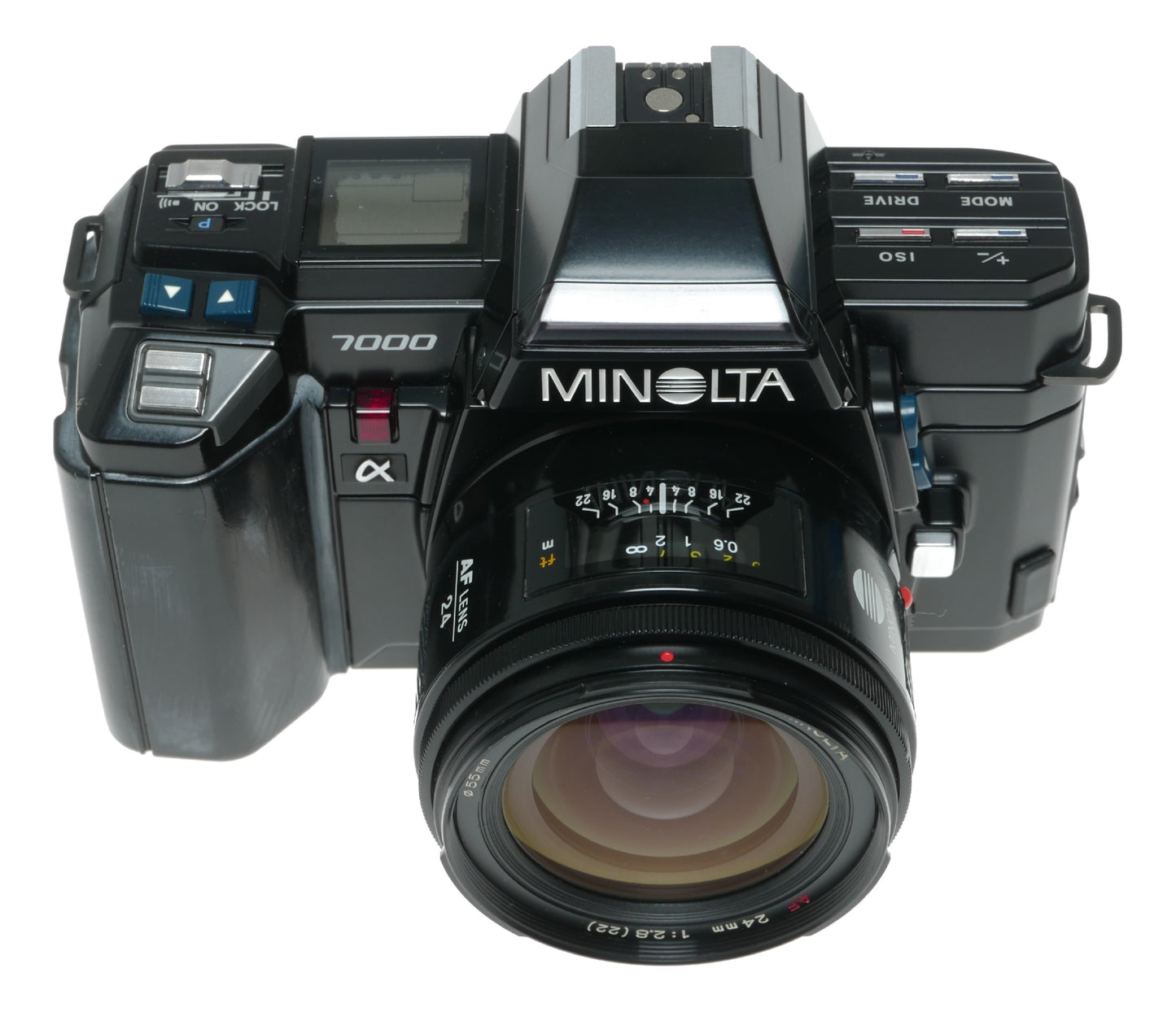 Minolta 7000 α Vintage SLR Camera with 24mm f/2.8 and 52mm f/2.8 AF Lenses - View 3