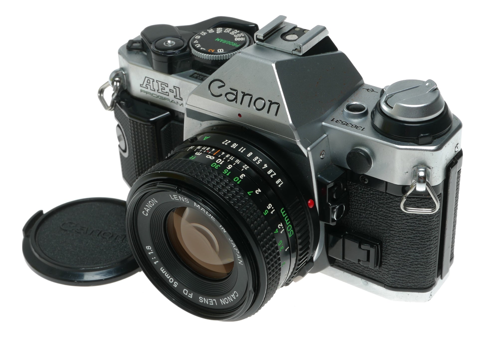Canon AE-1 Program Vintage SLR Film Camera with Canon FD 50mm f/1.8 Lens - View 2