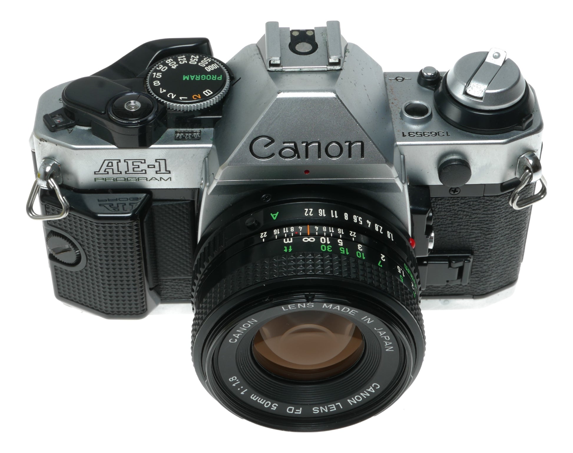 Canon AE-1 Program Vintage SLR Film Camera with Canon FD 50mm f/1.8 Lens - View 3