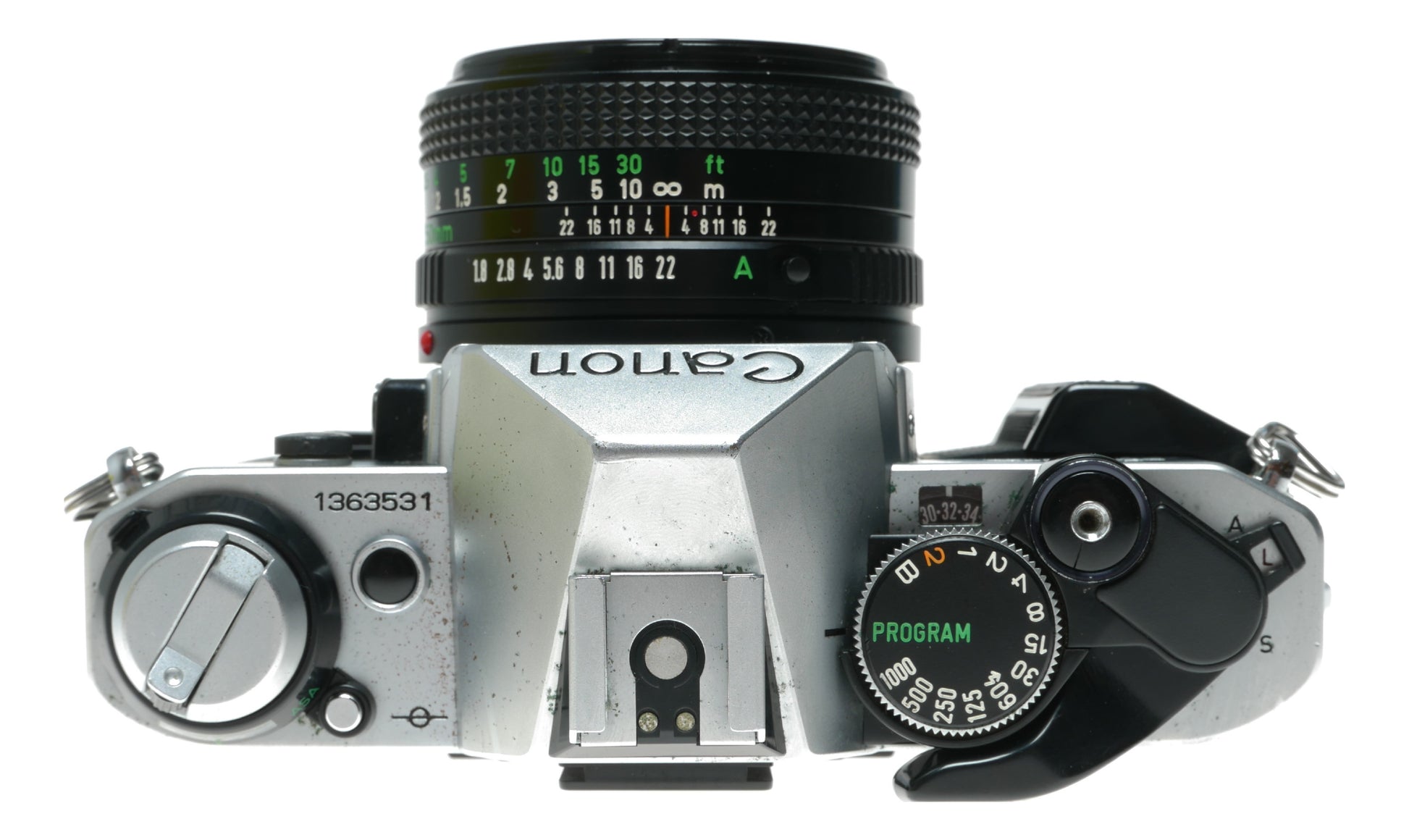 Canon AE-1 Program Vintage SLR Film Camera with Canon FD 50mm f/1.8 Lens - View 5