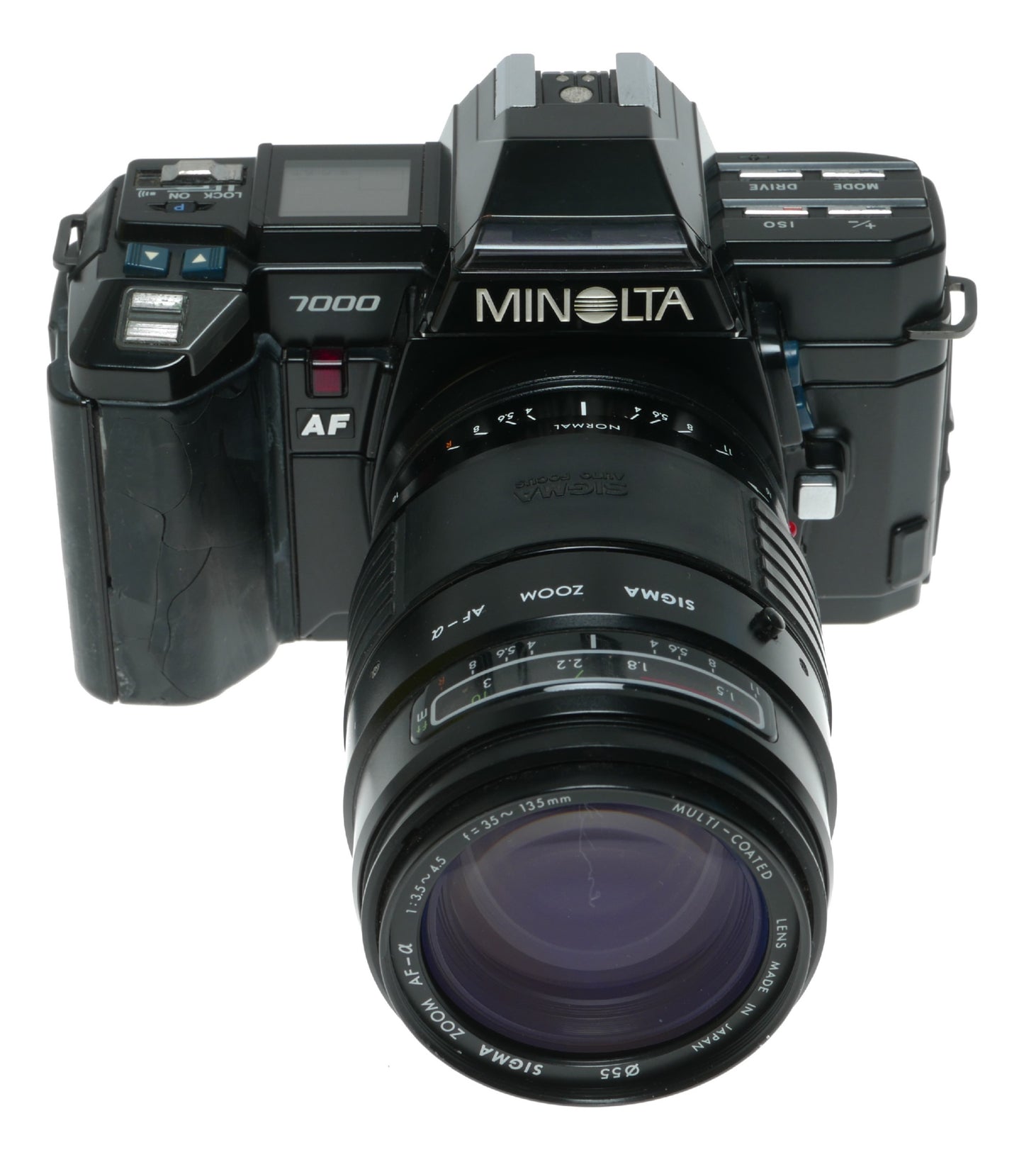 Minolta 7000 AF SLR Camera with Sigma Zoom 28-135mm f/3.5-4.5 Multi-Coated Lens - View 3