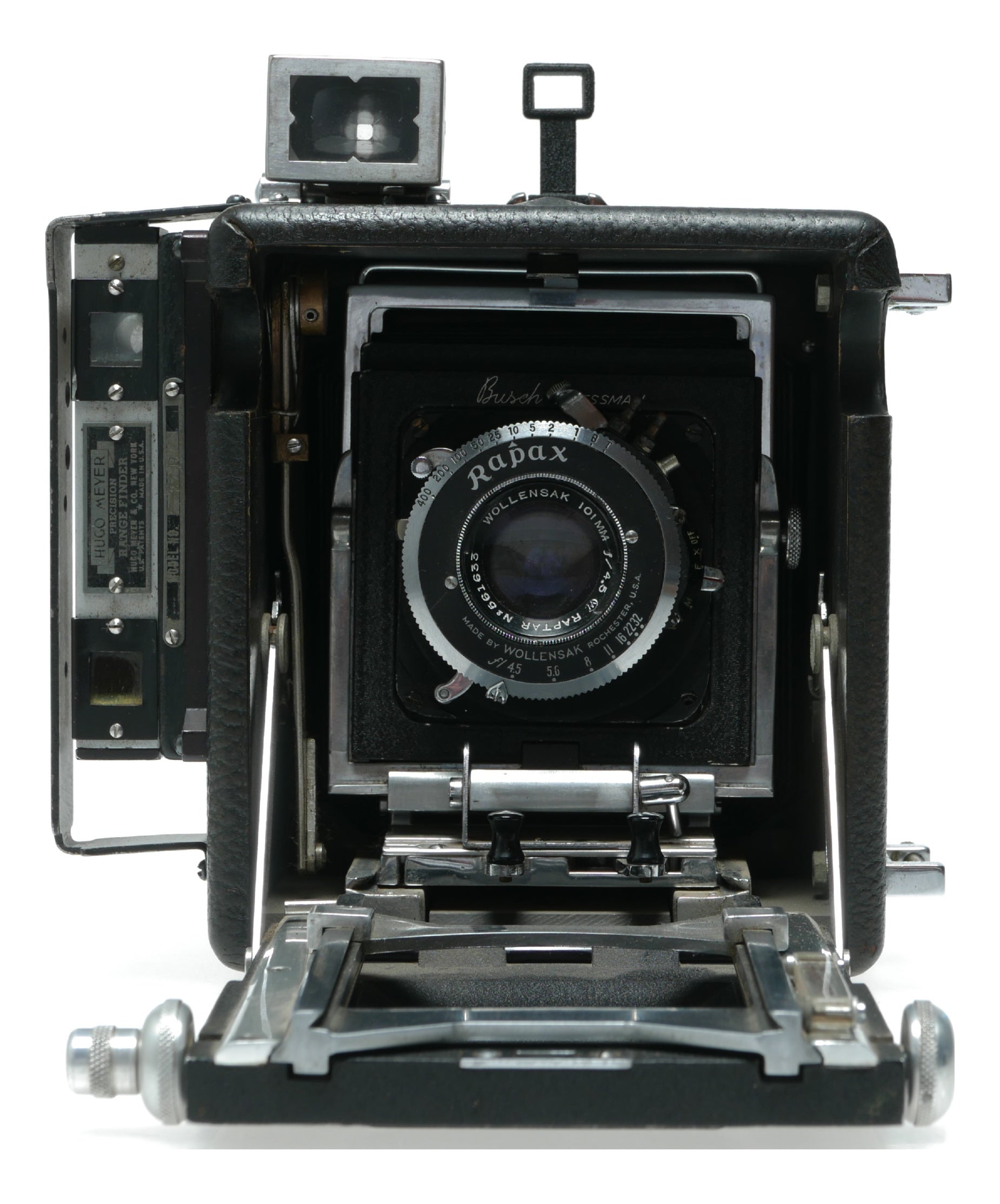 Busch Pressman Model 108 Vintage Rangefinder Camera with Wollensak and Hugo Meyer Lenses - View 2