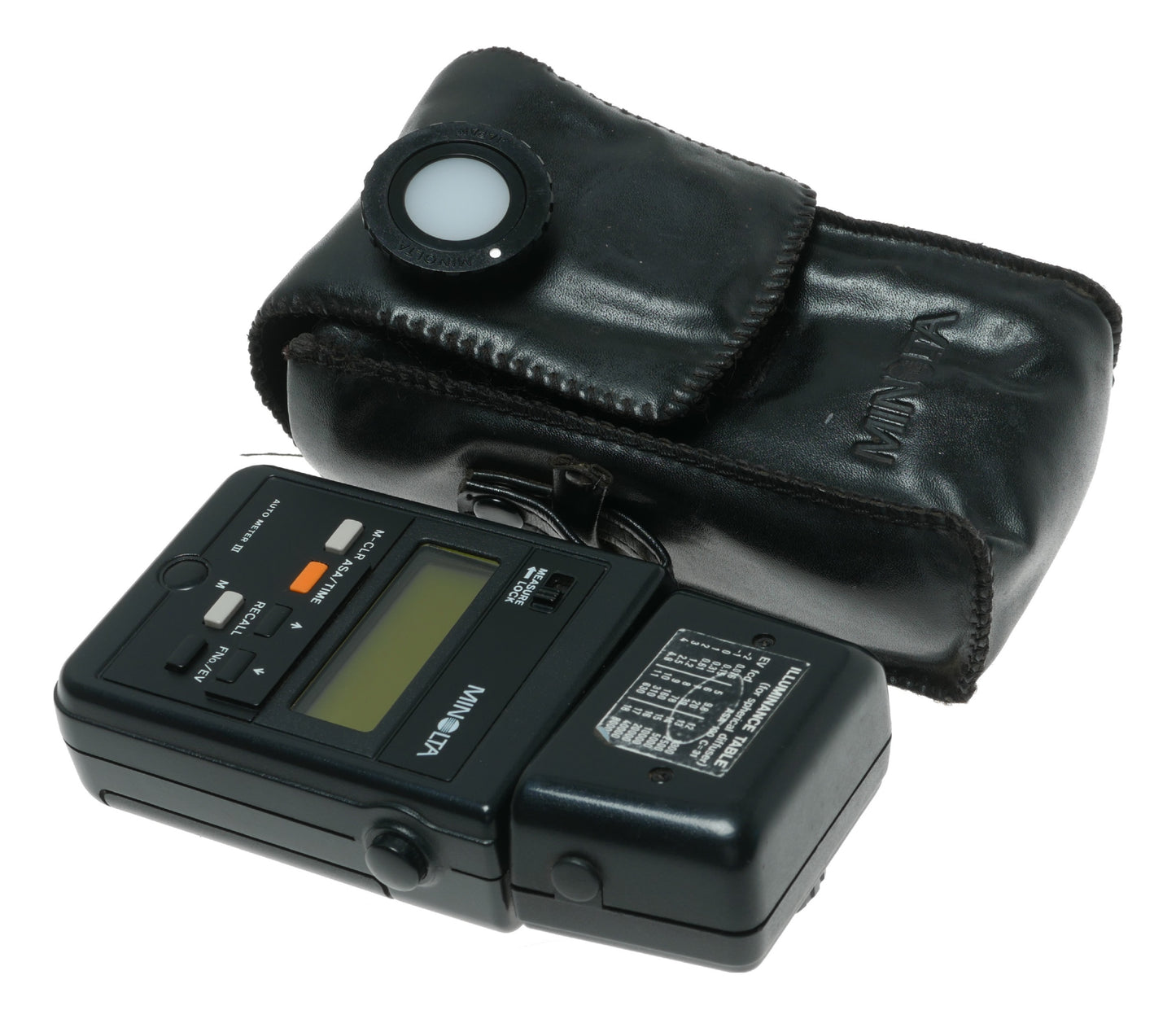 Minolta Auto Meter III Vintage Light Meter with Measure Lock and Illuminance Table