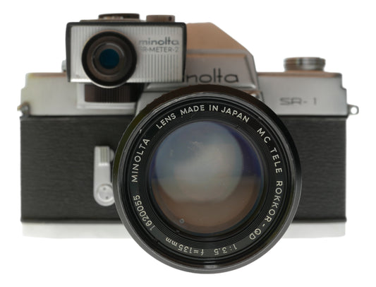 Minolta SR-1 Vintage SLR Camera with MC Tele Rokkor-QD 135mm f/3.5 Lens - View 2