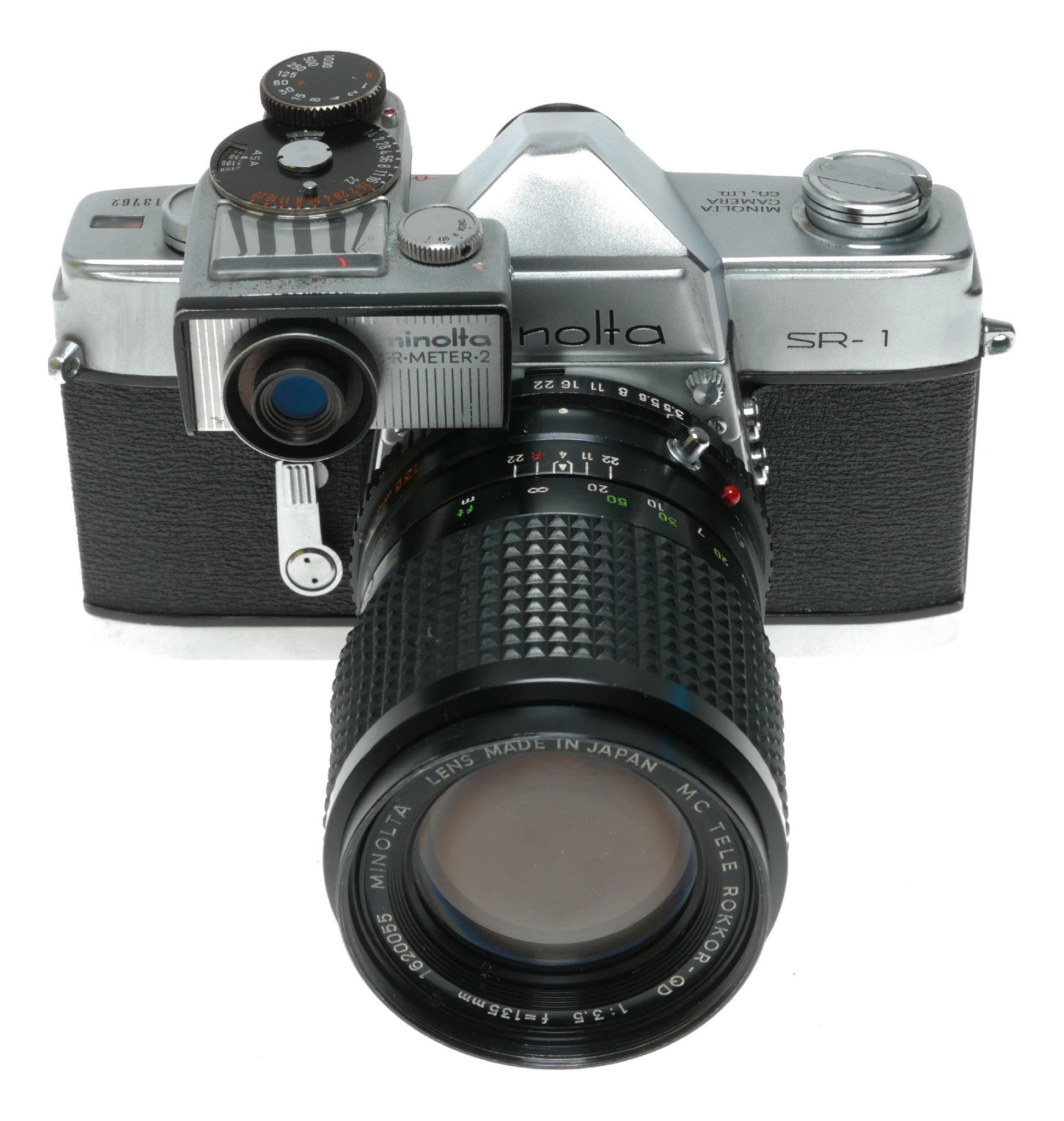 Minolta SR-1 Vintage SLR Camera with MC Tele Rokkor-QD 135mm f/3.5 Lens - View 3