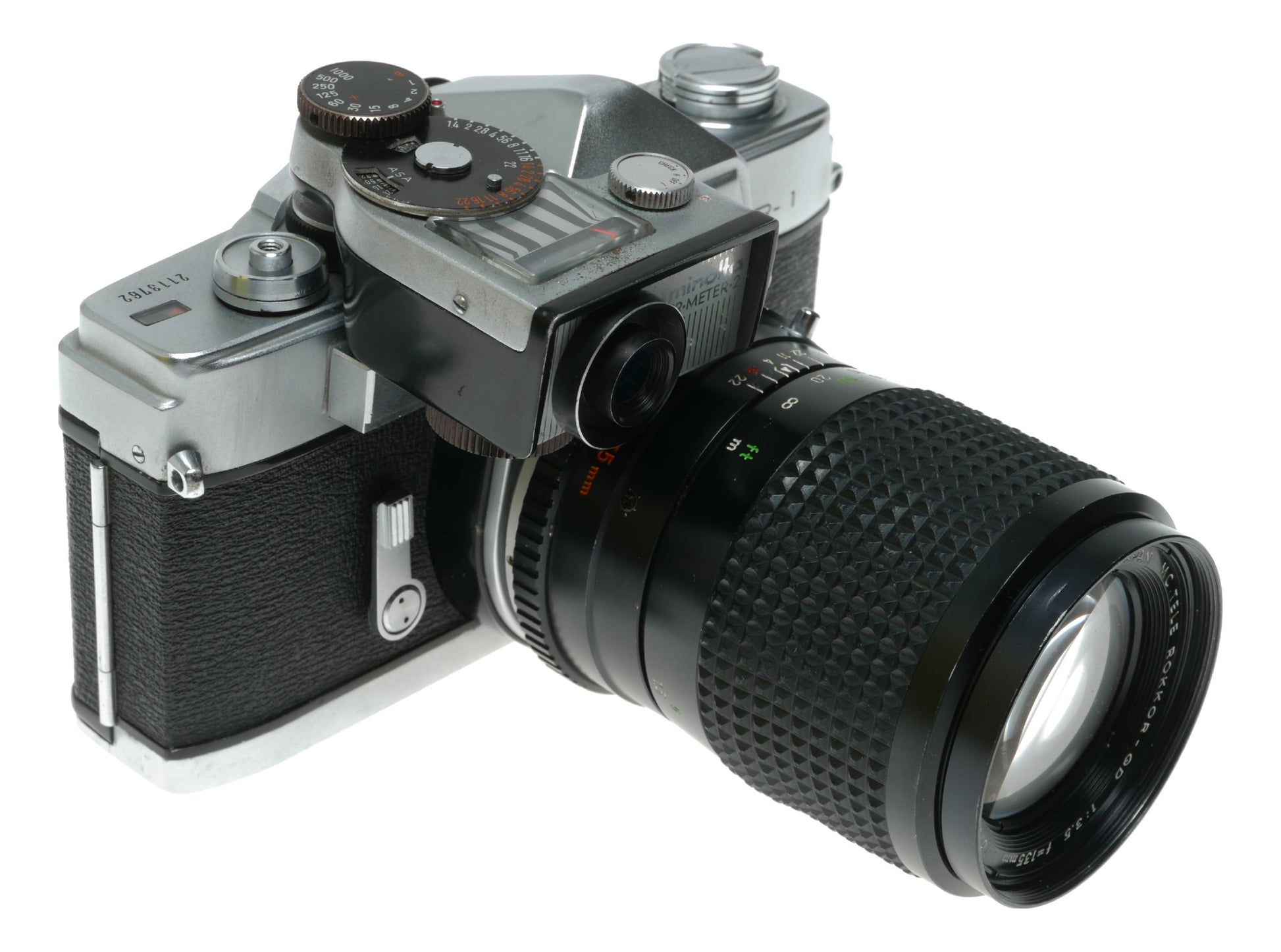 Minolta SR-1 Vintage SLR Camera with MC Tele Rokkor-QD 135mm f/3.5 Lens - View 5