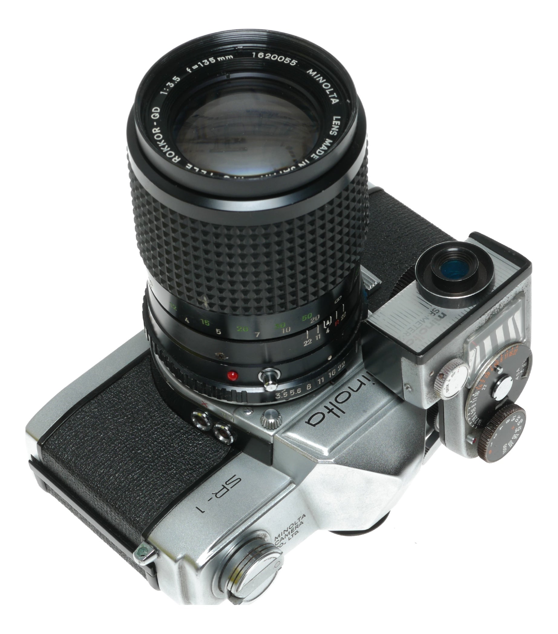 Minolta SR-1 Vintage SLR Camera with MC Tele Rokkor-QD 135mm f/3.5 Lens - View 11