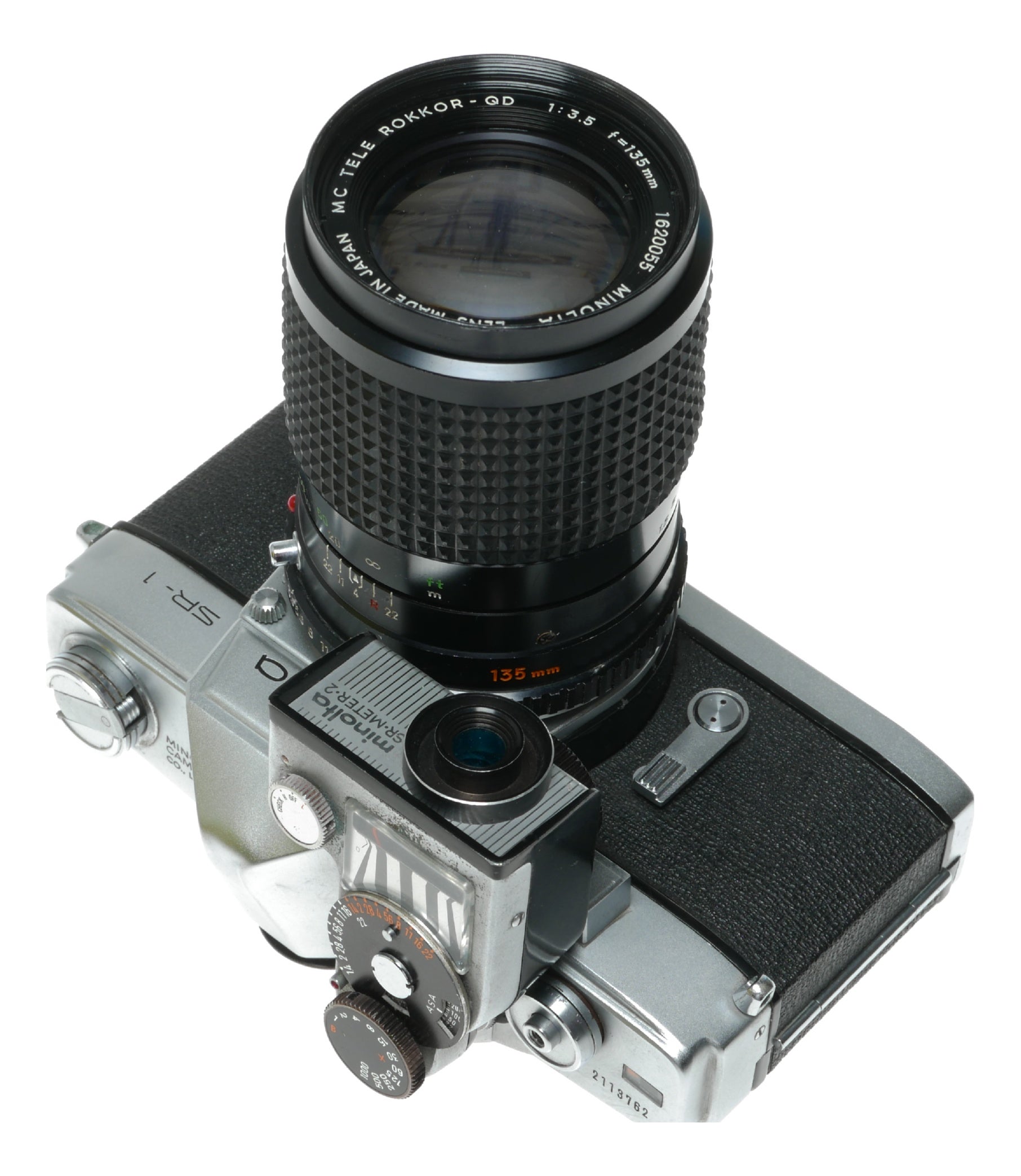 Minolta SR-1 Vintage SLR Camera with MC Tele Rokkor-QD 135mm f/3.5 Lens - View 12