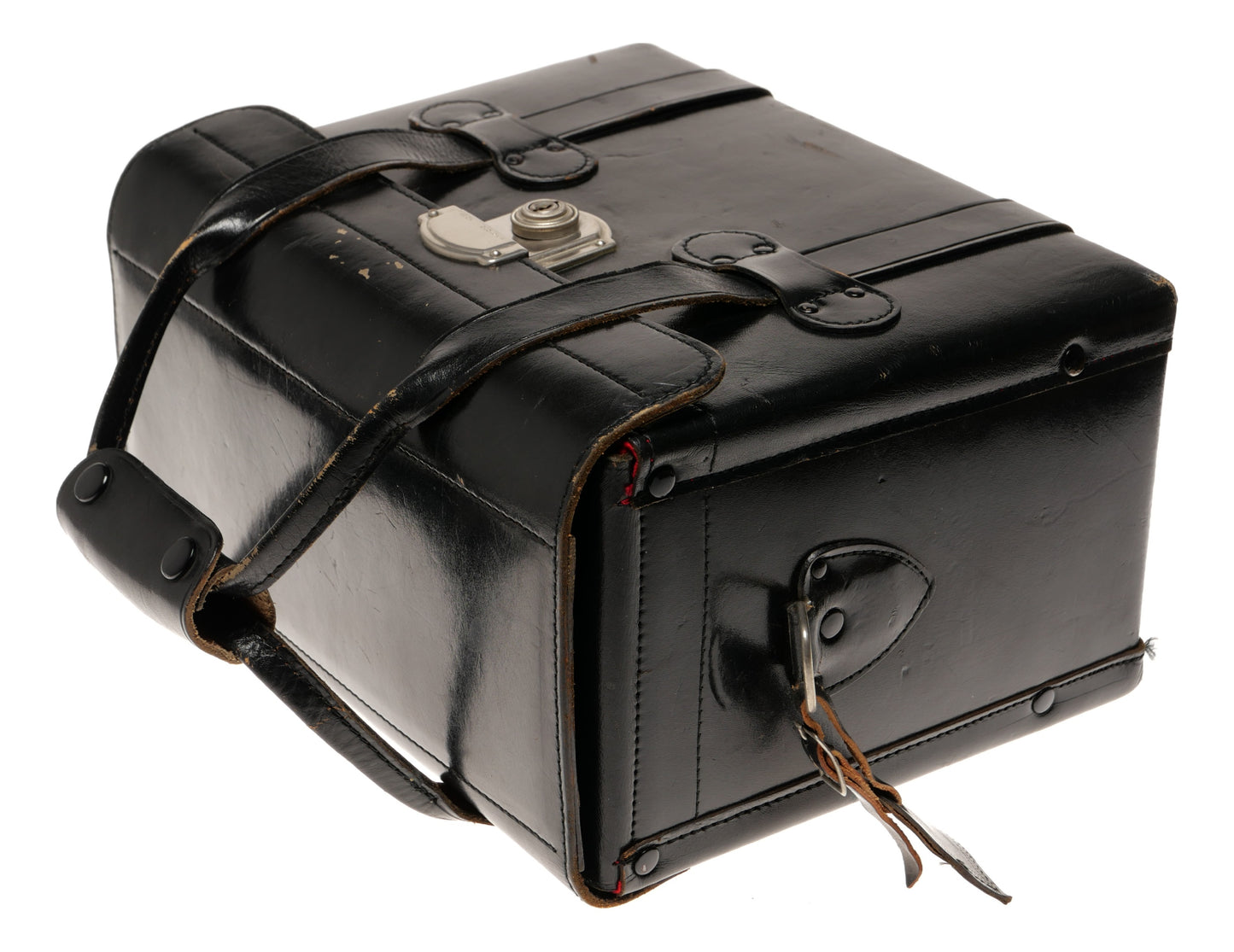 Meiwa Black Leather Camera Case with Handle Strap and Lock - View 9