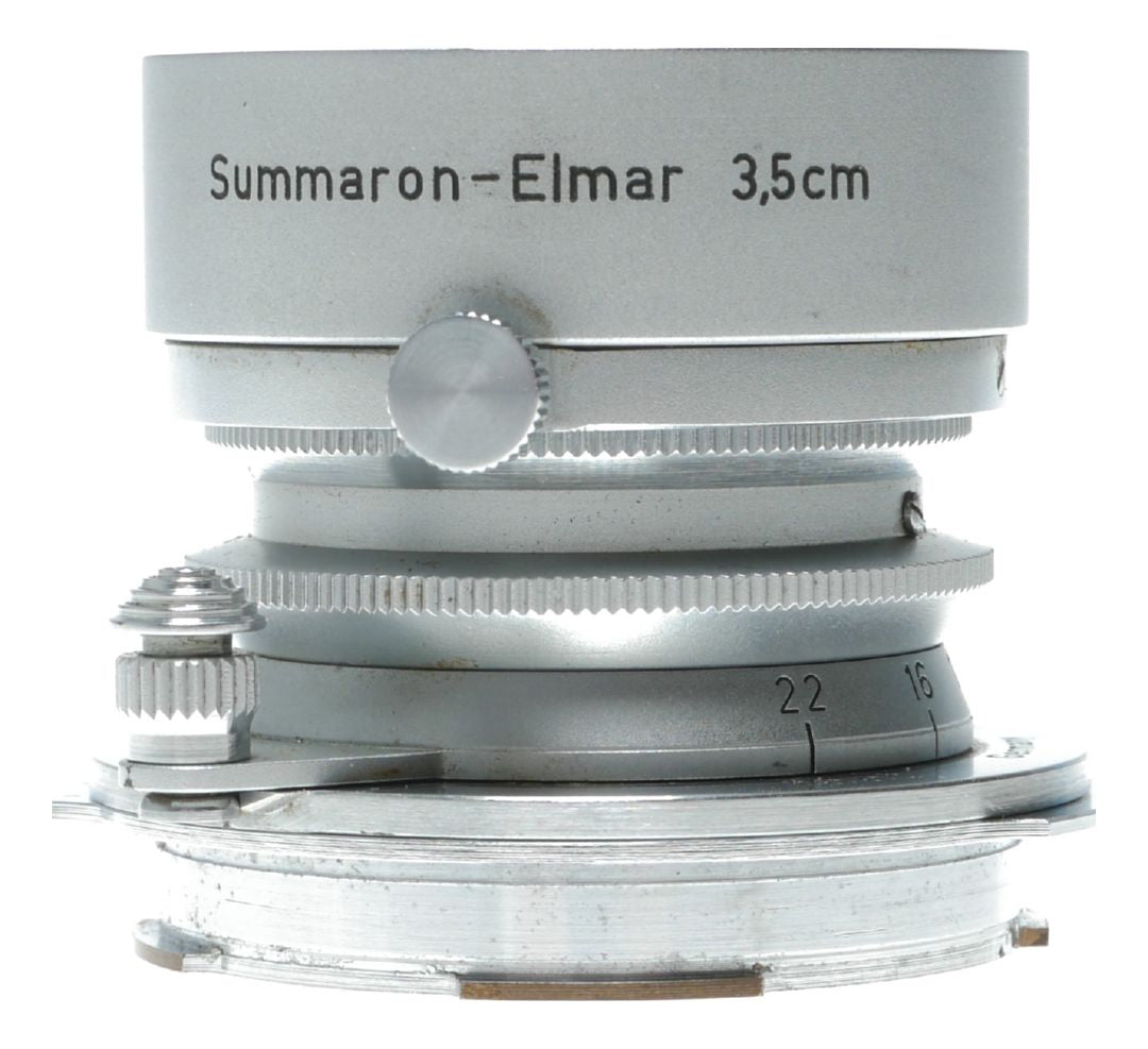 Ernst Leitz Wetzlar Summaron 1:3.5 f=3.5cm lens M39 to Leica M adapter hood caps