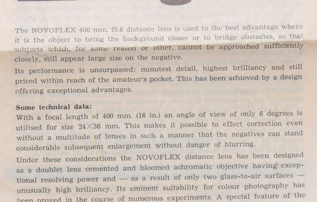 Novoflex fernobjektiv 1:5.6 f=40cm telephoto lens m39 thread mount fits leica