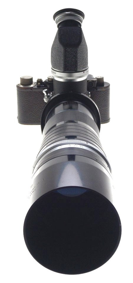 LEICA II BLACK PAINT RARE CAMERA LENS 5/400mm TELYT f=40 cm 1:5 REMOVABLE HOOD
