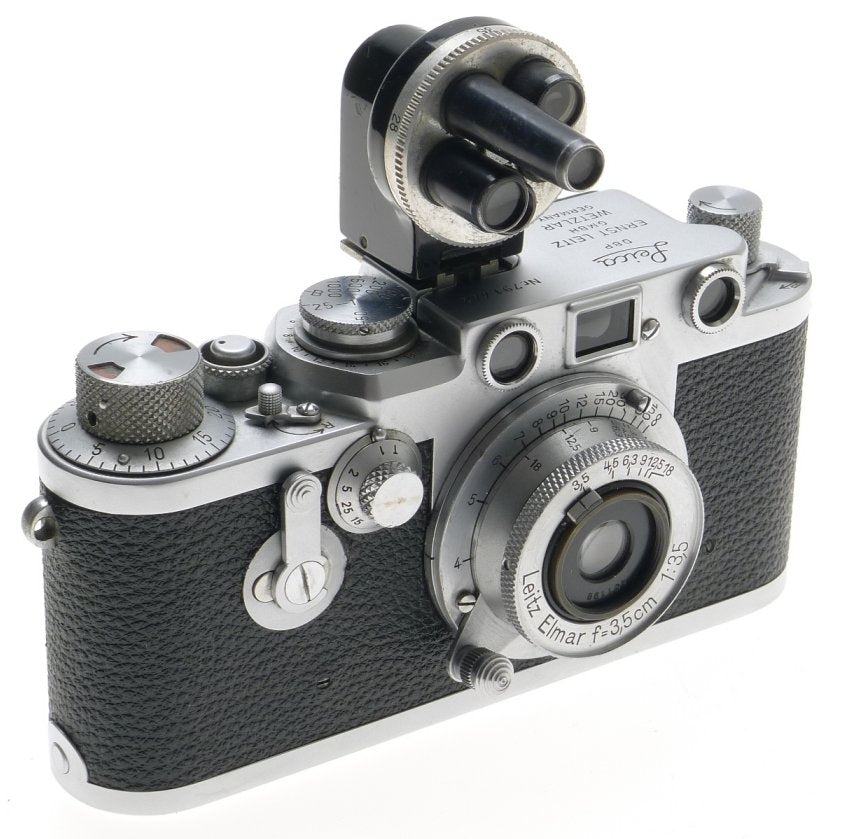 LEICA RED DIAL IIIf 35mm FILM CAMERA 3F LEITZ ELMAR 1:3.5/3.5cm M39 CASE FINDER