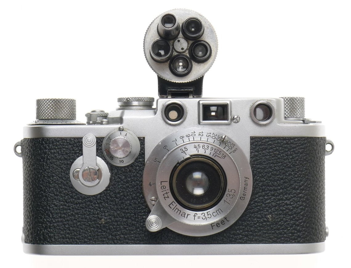 LEICA RED DIAL IIIf 35mm FILM CAMERA 3F LEITZ ELMAR 1:3.5/3.5cm M39 CASE FINDER
