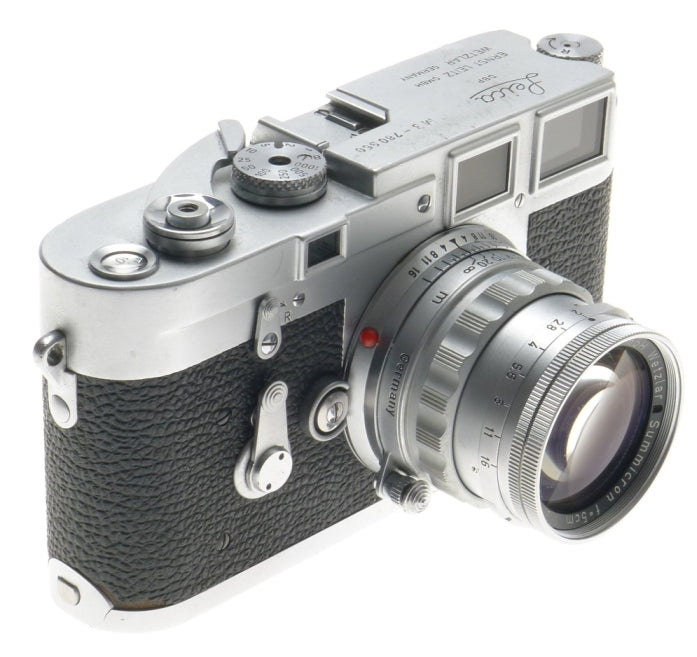 DS LEICA M3 FILM 35mm CAMERA WITH SERVICED SUMMICRON 1:2/50mm RIGID CHROME LENS