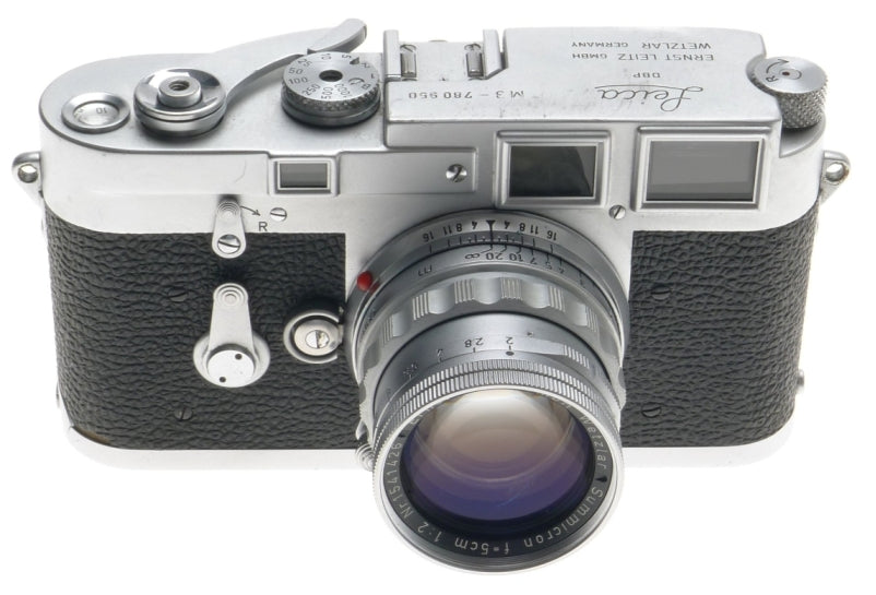 DS LEICA M3 FILM 35mm CAMERA WITH SERVICED SUMMICRON 1:2/50mm RIGID CHROME LENS