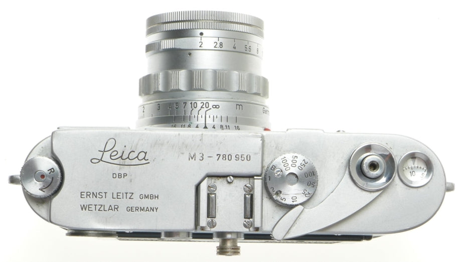 DS LEICA M3 FILM 35mm CAMERA WITH SERVICED SUMMICRON 1:2/50mm RIGID CHROME LENS