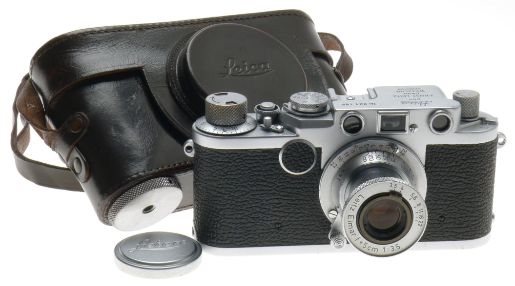 LEICA IIF 35mm FILM M39 MOUNT CAMERA RED DIAL ELMAR 1:3.5/5cm CLEAN 3.5/50 LENS