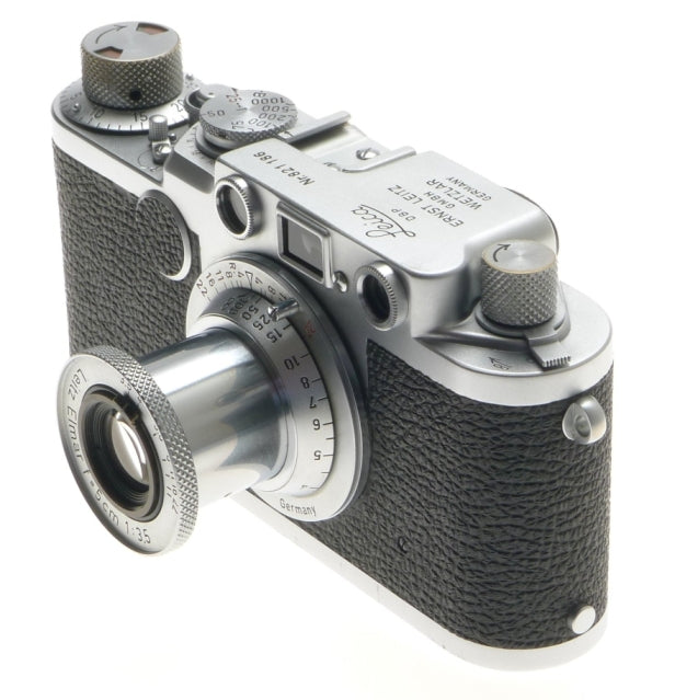 LEICA IIF 35mm FILM M39 MOUNT CAMERA RED DIAL ELMAR 1:3.5/5cm CLEAN 3.5/50 LENS