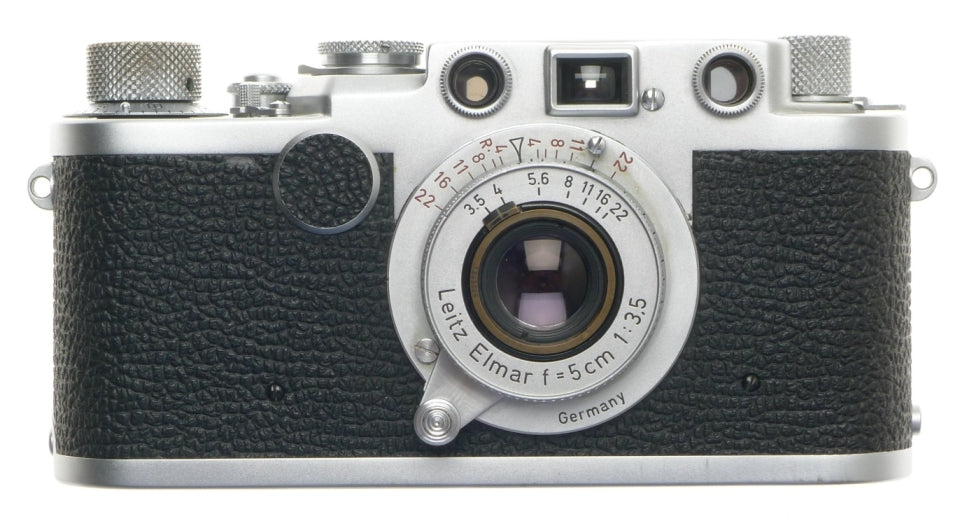 LEICA IIF 35mm FILM M39 MOUNT CAMERA RED DIAL ELMAR 1:3.5/5cm CLEAN 3.5/50 LENS