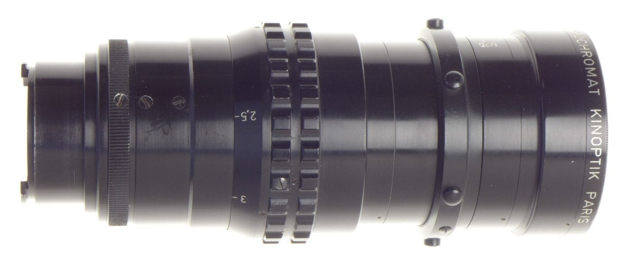Kinoptik 1:2.5 f=150mm Apochromat tele camera lens 2.5/150mm Cameflex hood CLA'd