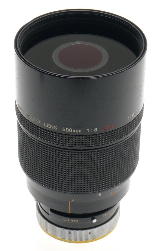 CANON SLR CAMERA BLACK REFLEX LENS 500mm 1:8 S.S.C FD MOUNT 8/500mm CLEAN CAP