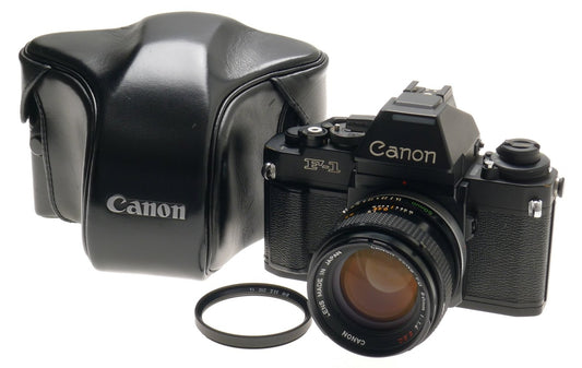CANON F-1 SLR 35mm FILM CAMERA AE FINDER FN 1.4 S.S.C f=50mm CASE FILTER 1.4/50
