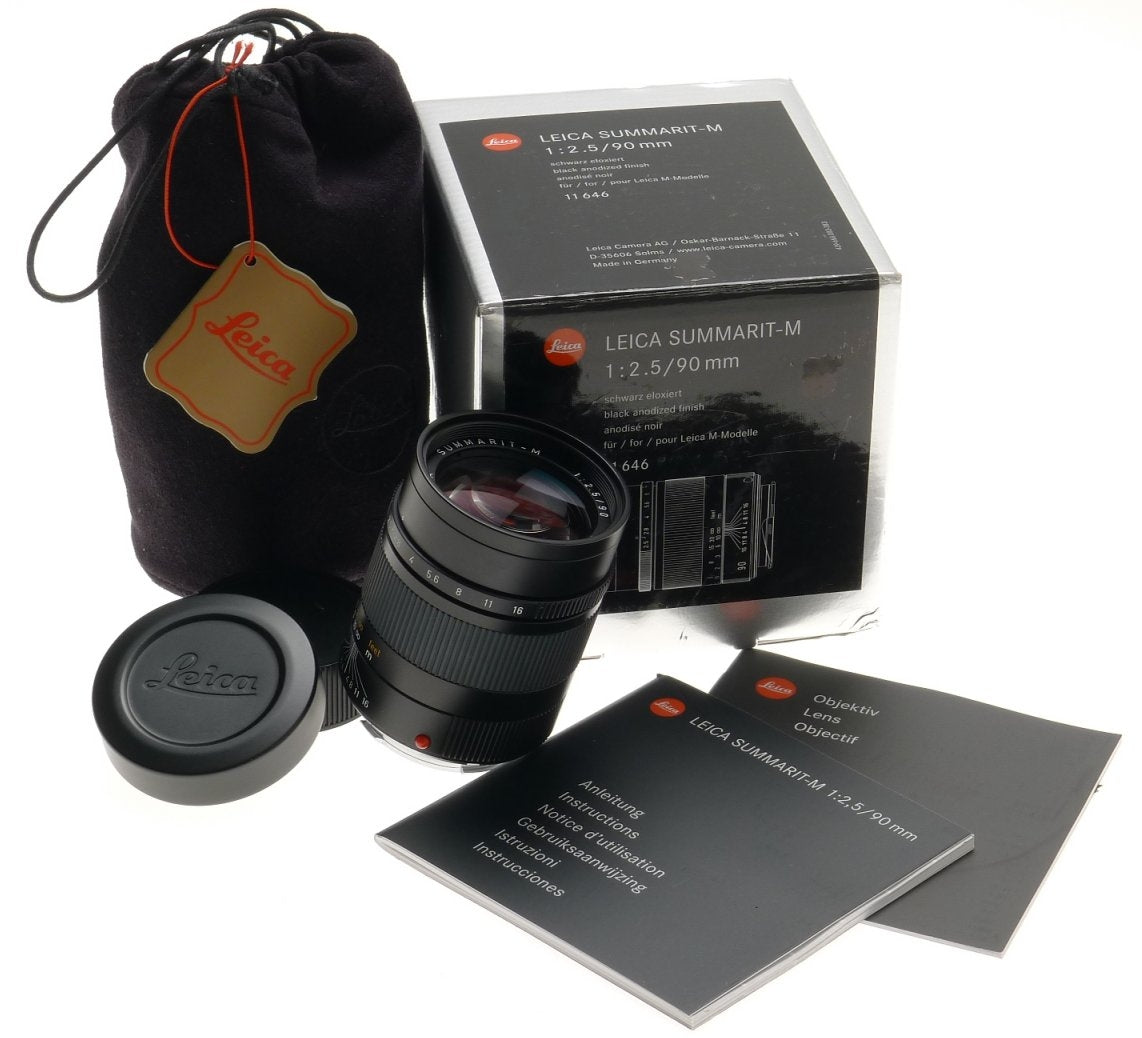 LEICA 1:2.5/90mm SUMMARIT-M CAMERA LENS M9 M3 BLACK 6 bit MONOCHROME GUARANTEE