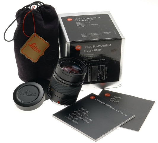 LEICA 1:2.5/90mm SUMMARIT-M CAMERA LENS M9 M3 BLACK 6 bit MONOCHROME GUARANTEE