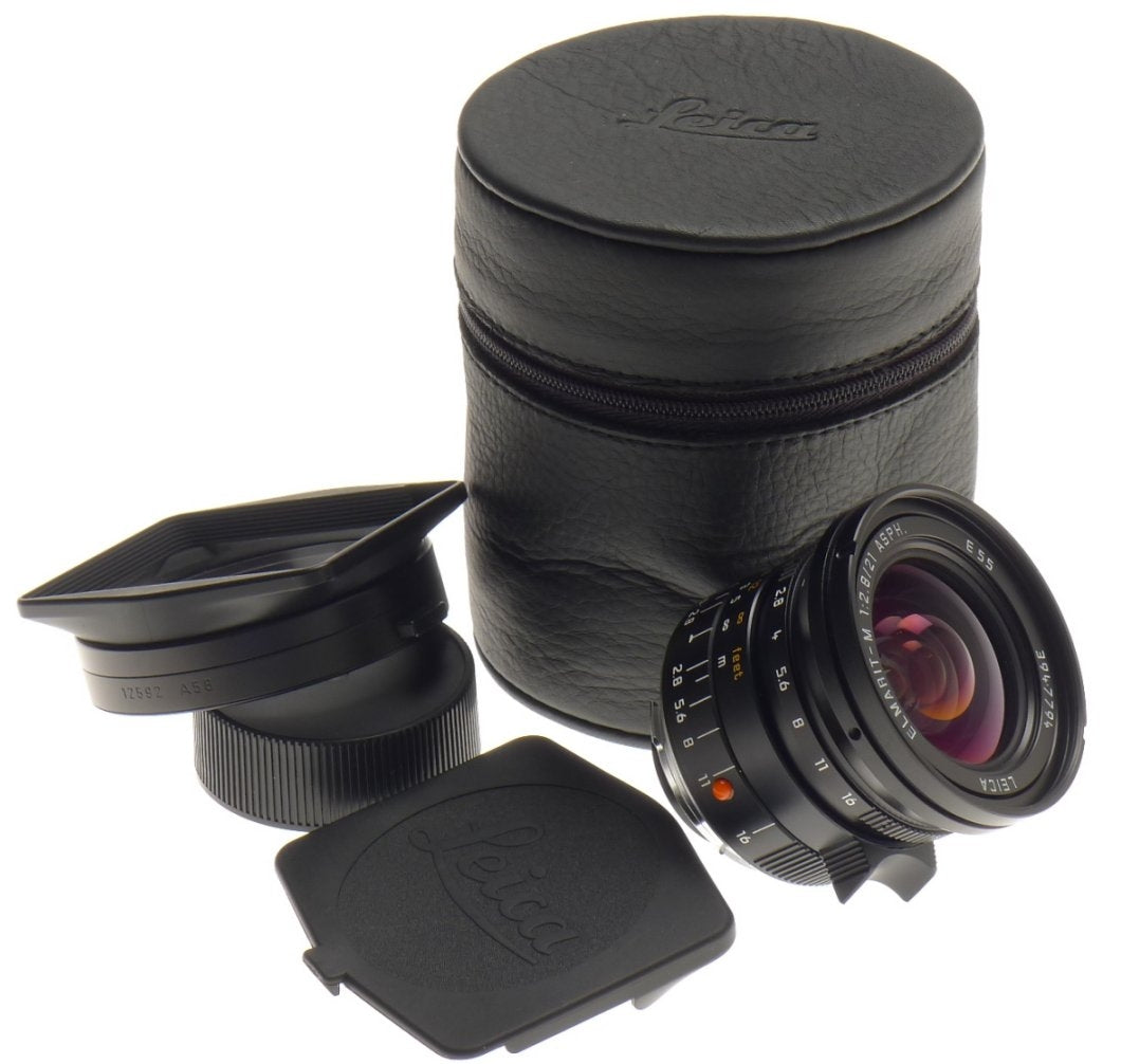NEW LEICA ELMARIT-M 2.8/21mm ASPH. LENS 11135 WIDE ANGLE 6-Bit BOX CAP HOOD f=21
