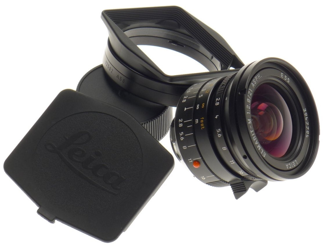 NEW LEICA ELMARIT-M 2.8/21mm ASPH. LENS 11135 WIDE ANGLE 6-Bit BOX CAP HOOD f=21
