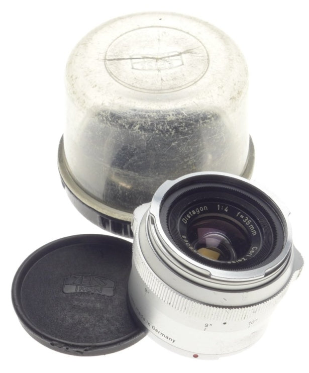 DISTAGON Zeiss CONTAREX 1:4 f=35mm chrome SLR camera lens with cap and keeper