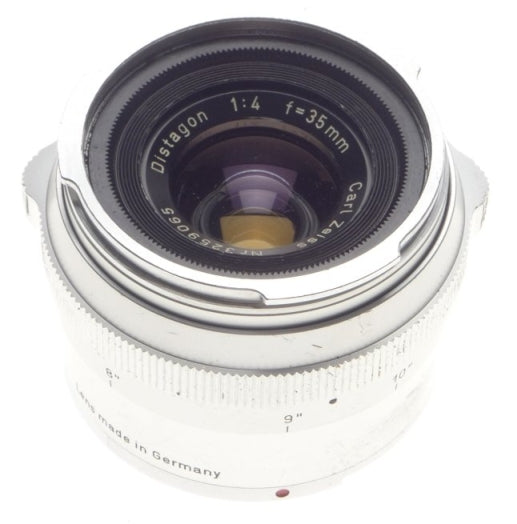 DISTAGON Zeiss CONTAREX 1:4 f=35mm chrome SLR camera lens with cap and keeper