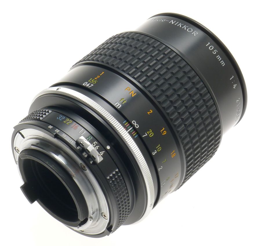 MICRO-NIKKOR 105mm 1:4 FILTER CAPS HOOD 4/105mm MINT SLR 35mm BLACK CAMERA LENS