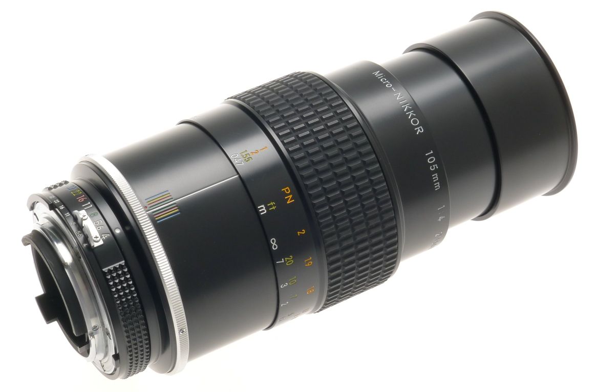 MICRO-NIKKOR 105mm 1:4 FILTER CAPS HOOD 4/105mm MINT SLR 35mm BLACK CAMERA LENS