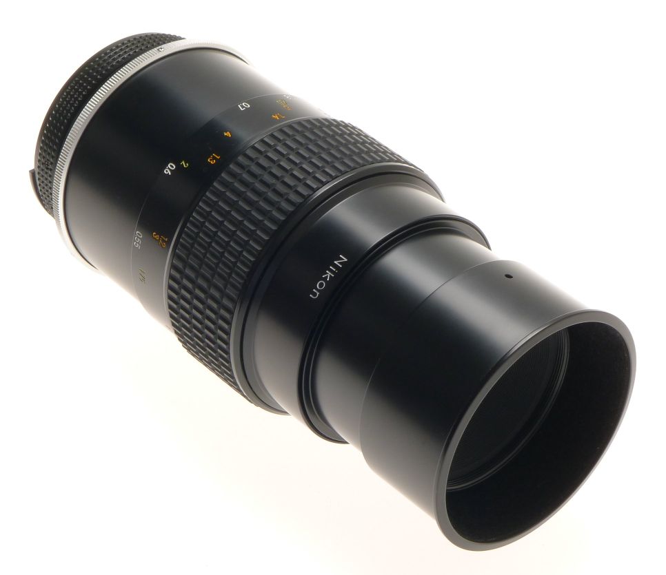 MICRO-NIKKOR 105mm 1:4 FILTER CAPS HOOD 4/105mm MINT SLR 35mm BLACK CAMERA LENS