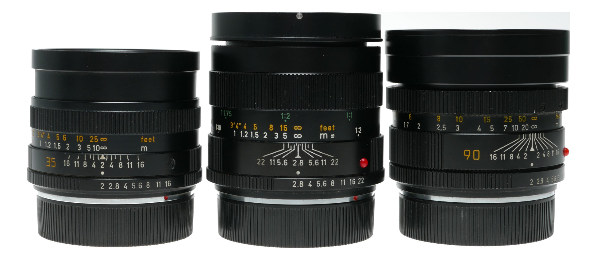 Leica R6.2 SLR 35, 90 and 60mm Macro-Elmarit-R film camera set